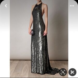 Diane Von Furstenberg DVF Gunmetal  Sequin Crista Gown size 6 NWT